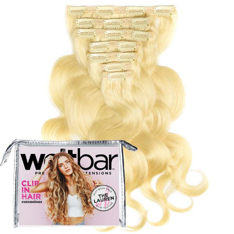 Blonde Clip In Extensions - LAUREN Silky Body Wave - Bleach Blonde
