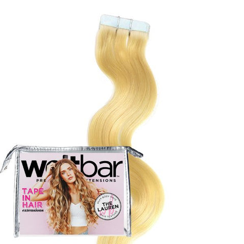 Blonde Tape In Hair Extensions - LAUREN Body Wave - Bleach Blonde
