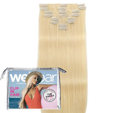 Blonde Clip In Hair Extensions - SARAH Silky Straight - Bleach Blonde